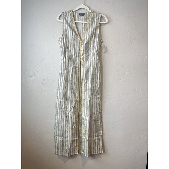J. Peterman Dresses & Skirts - Vintage J. Peterman 100% Silk Sleeveless Button Up Maxi Dress Duster Vest Boho